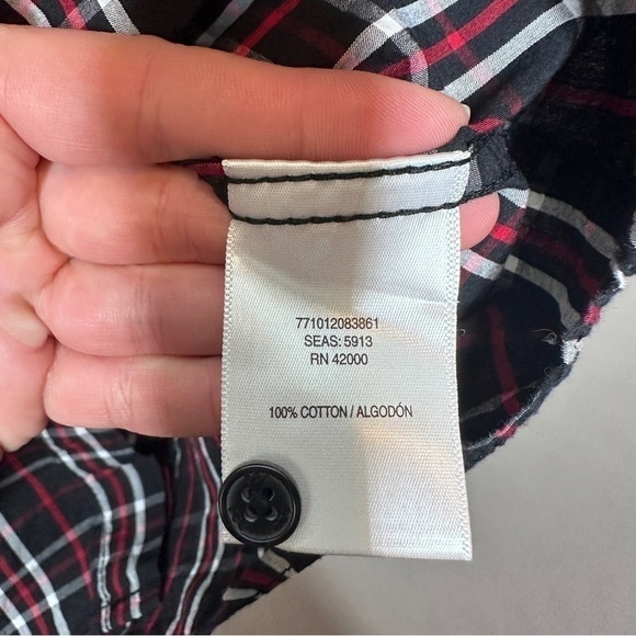 Adam Levine red plaid button front long sleeve shirt - Picture 3 of 4